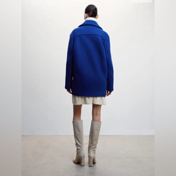 🩷 Mango - Women's Buttoned Wool Blend Coat - Blue. Size: XS. NWT. (1365) - Picture 10 of 16
